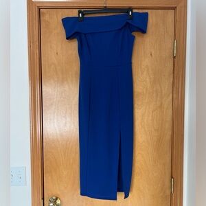 Windsor Royal Blue Off-Shoulder Midi Dress